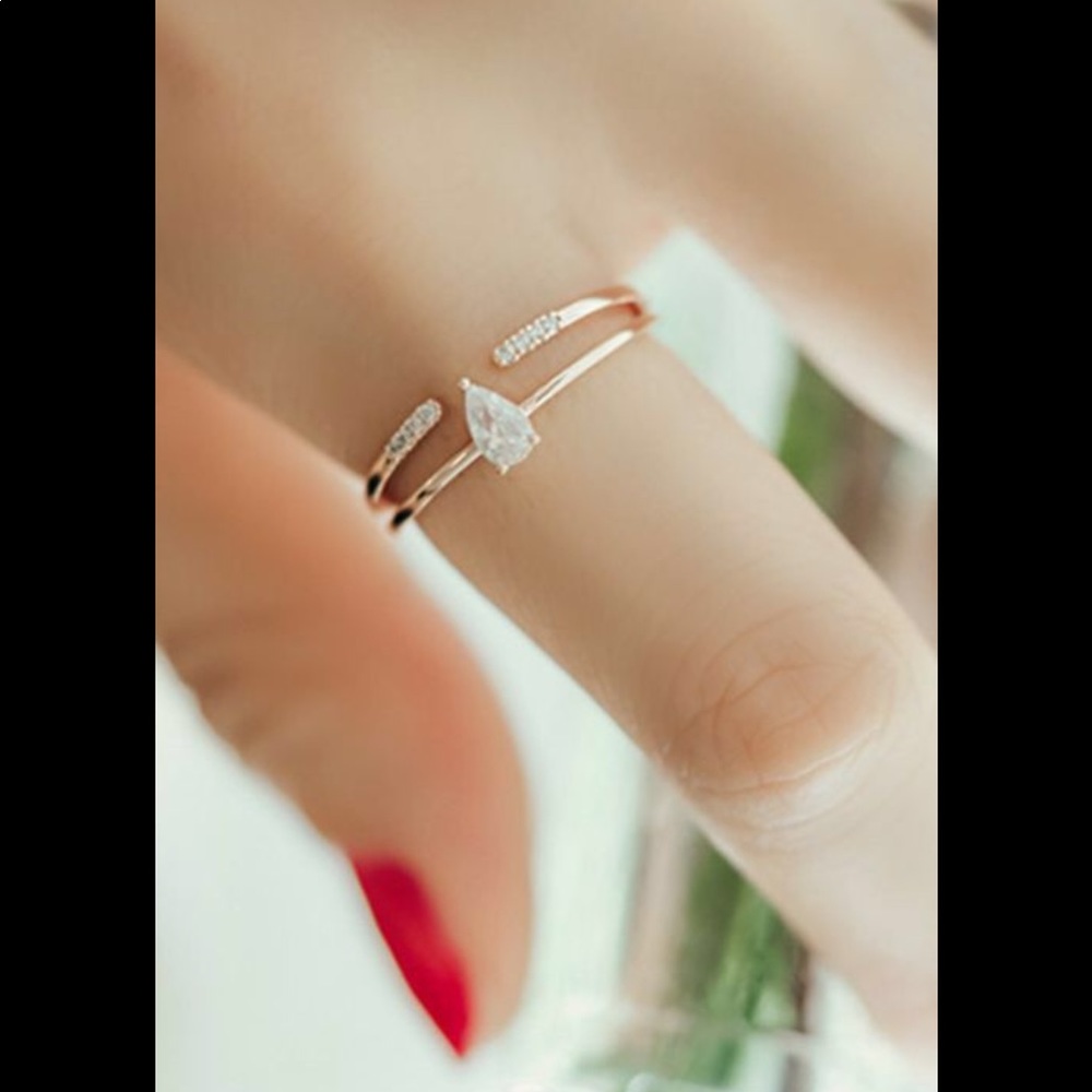 Rose Gold 925 Sterling Silver Beautiful Dainty and Elegant Teardrop Ring - Picture 11 of 11